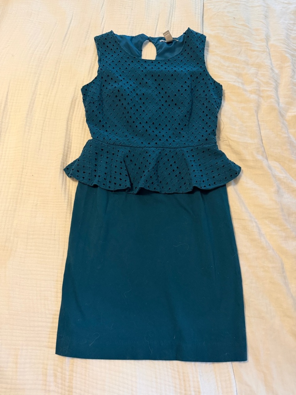 Banana Republic Teal Peplum Eyelet Mini Dress